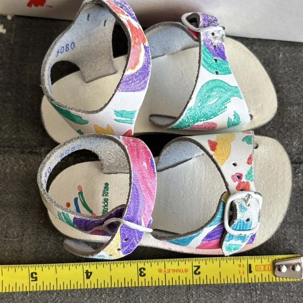 Vintage Stride Rite Peek A Boo Print Sandals Original Box Toddler Size 3 M 1990s
